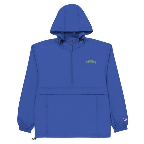 PokeGang x Champion Blue Half Zip Kangaroo Pocket Rain Resistant Hood Jacket - Picture 1 of 1
